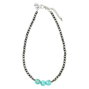 West And Company & Faux Navajo Pearl Necklace with Turquoise Bead Accent