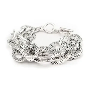 West And Company Hammered Silver 3 Strand Bracelet