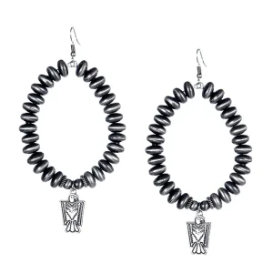West And Company J Faux Navajo Pearl Teardrop Earrings with Thunderbird