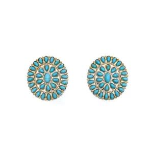 West And Company Large Gold Turquoise Cluster Earrings