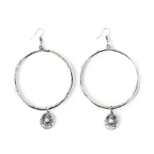 West And Company Silver Hammered Hoop Earrings