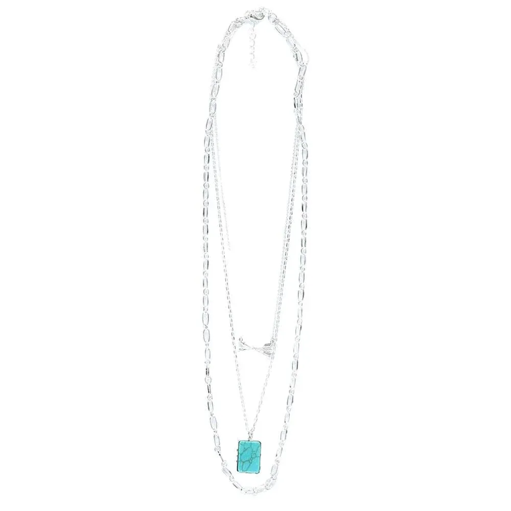 West And Company Silver Layered Chain with Arrows Necklace