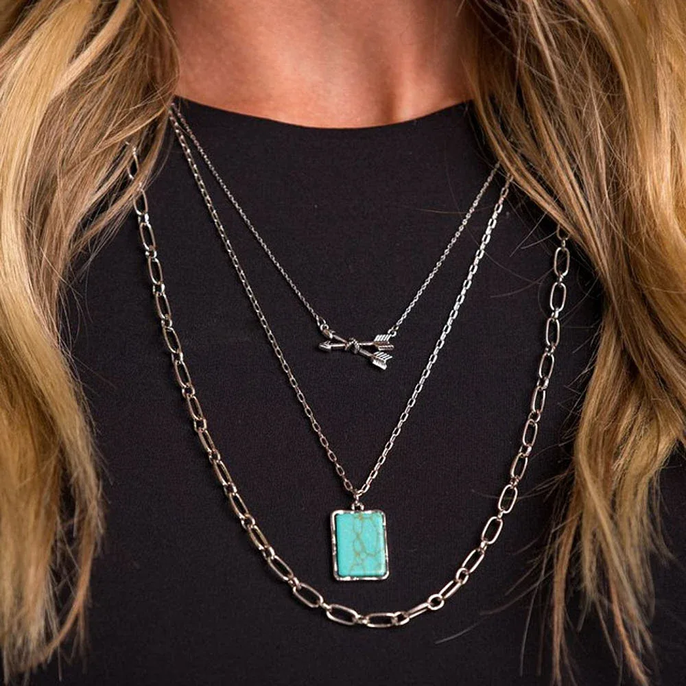 West And Company Silver Layered Chain with Arrows Necklace - Image 2
