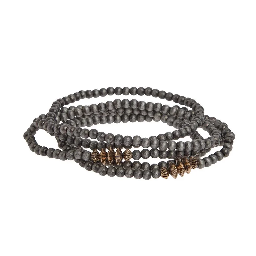 West And Company Six Dainty Faux Navajo Pearl Stretch Bracelets
