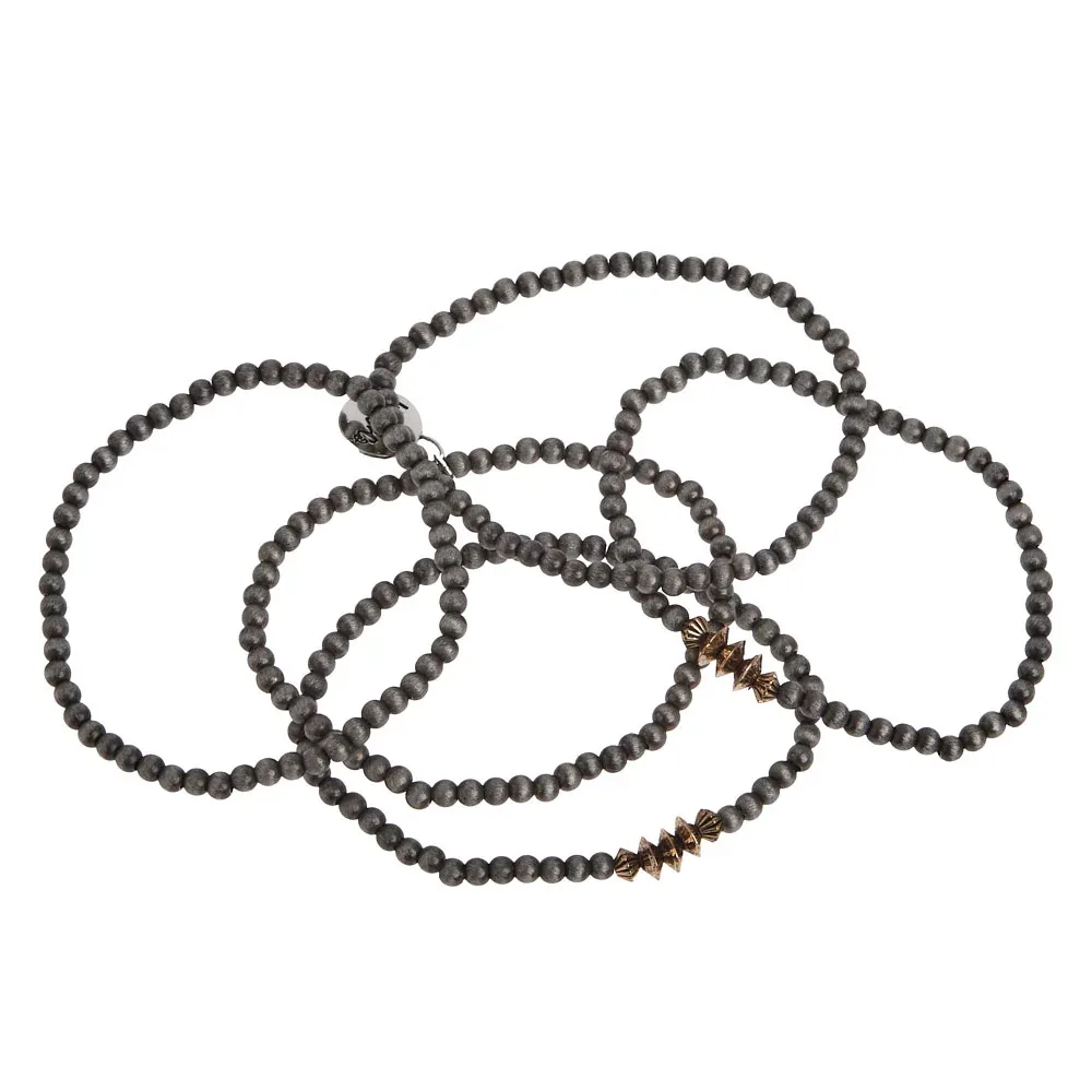 West And Company Six Dainty Faux Navajo Pearl Stretch Bracelets - Image 2