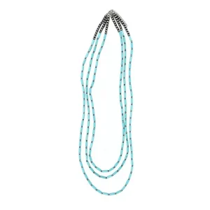 West And Company Three Str Turquoise and Navajo Pearl Necklace
