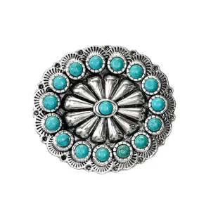West And Company Women's & Turquoise Silver Round Concho Belt Buckle