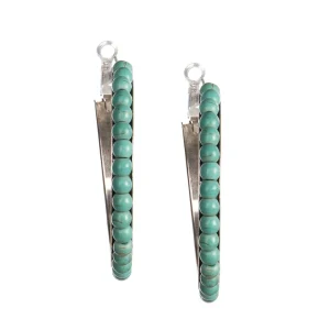 West And Company & Worn Turquoise Trimmed Hoop Earrings