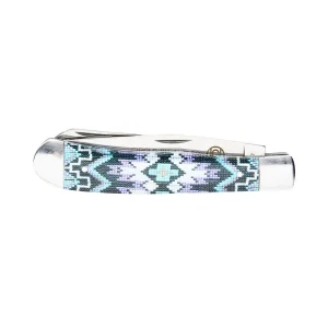 Western Fashion Circle SH Cutlery 4 1/4In Purple Aztec Trapper Knife