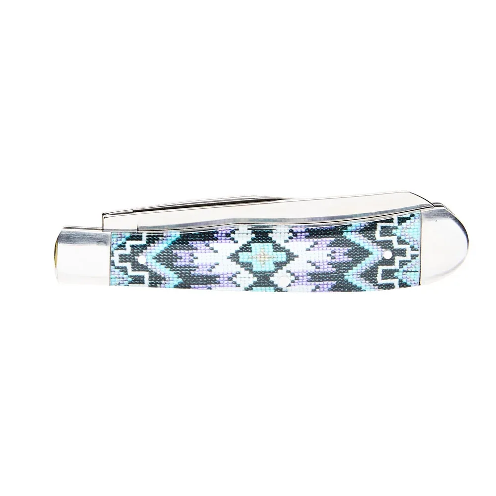 Western Fashion Circle SH Cutlery 4 1/4In Purple Aztec Trapper Knife - Image 2