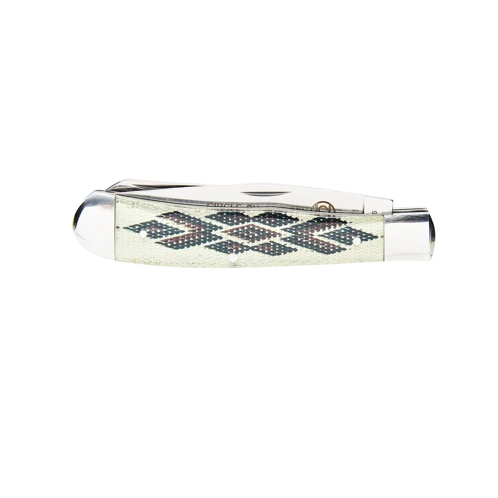 Western Fashion Circle SH Cutlery 4 1/4In White Southwest Trapper Knife