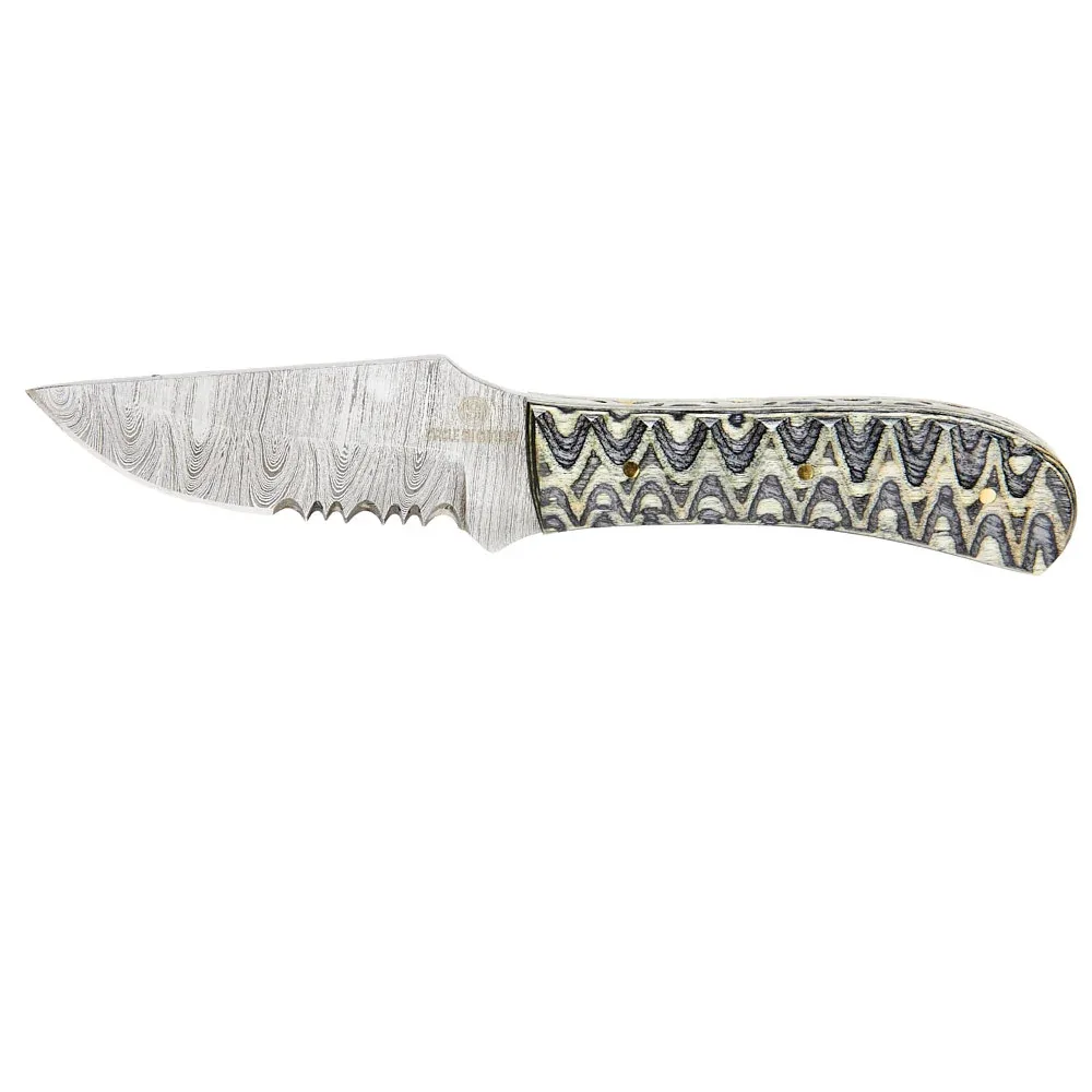 Western Fashion Circle SH Cutlery Black & Gold Partial Serrated Fixed Blade with Sheath