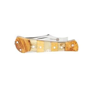 Western Fashion Circle SH Cutlery Brown Acrylic Clip Folding Knife