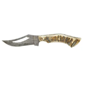 Western Fashion Circle SH Cutlery Damascus Antler Skinner Knife with Sheath