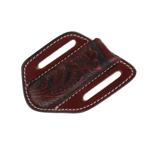 Western Fashion Circle SH Cutlery Trapper Knife Sheath Black Flower Stamp
