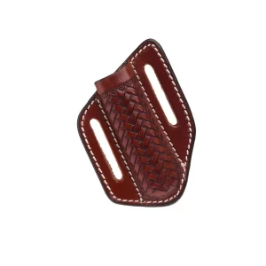 Western Fashion Circle SH Cutlery Trapper Knife Sheath Brown Basket Stamp