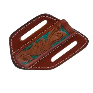 Western Fashion Circle SH Cutlery Trapper Knife Sheath Brown Green Inlay
