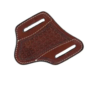 Western Fashion Circle SH Cutlery Trapper Knife Sheath Brown X Stamp