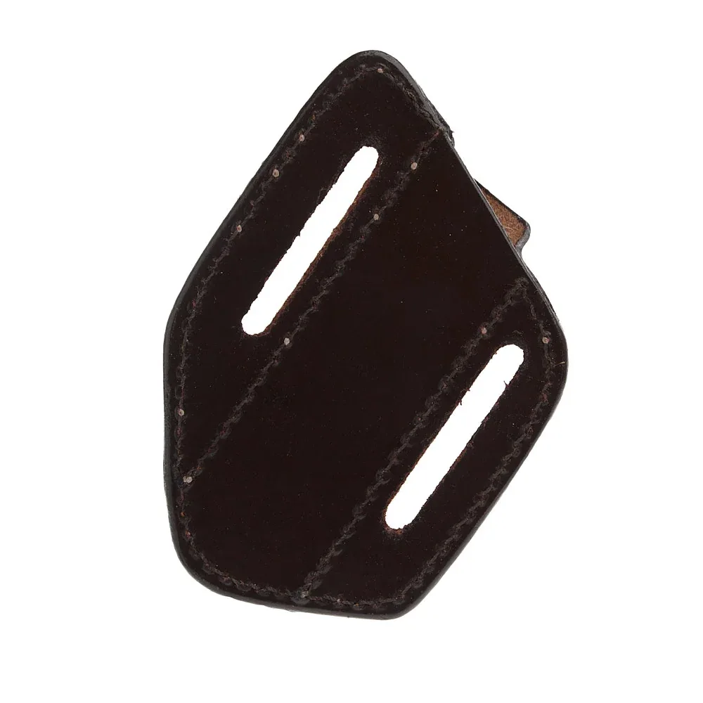 Western Fashion Circle SH Cutlery Trapper Knife Sheath Dark Brown Flower Stamp - Image 2