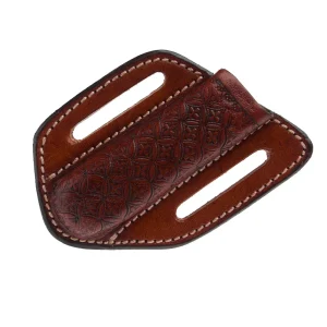 Western Fashion Circle SH Cutlery Trapper Knife Sheath Dark Brown Snowflake Stamp
