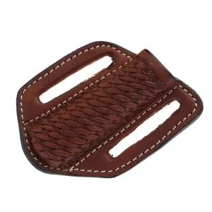 Western Fashion Circle SH Cutlery Trapper Knife Sheath Medium Brown Basket Stamp