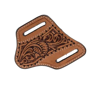 Western Fashion Circle SH Cutlery Trapper Knife Sheath Tan Floral Stamp