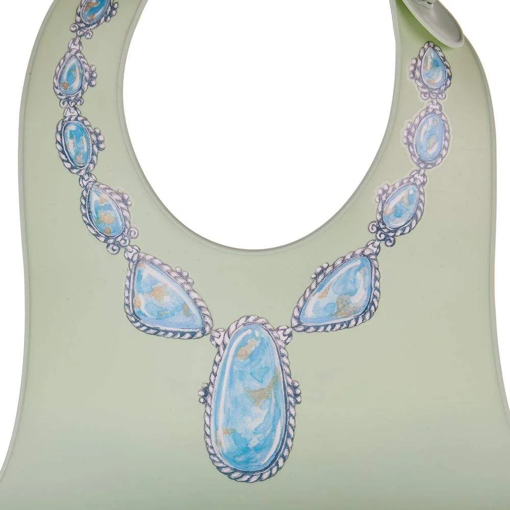 Western Grande Baby Green Bib with Blue Lariat Print - Image 2