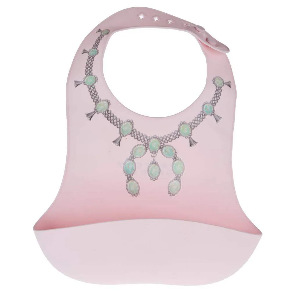 Western Grande Baby Pink Bib with Green Squash Print