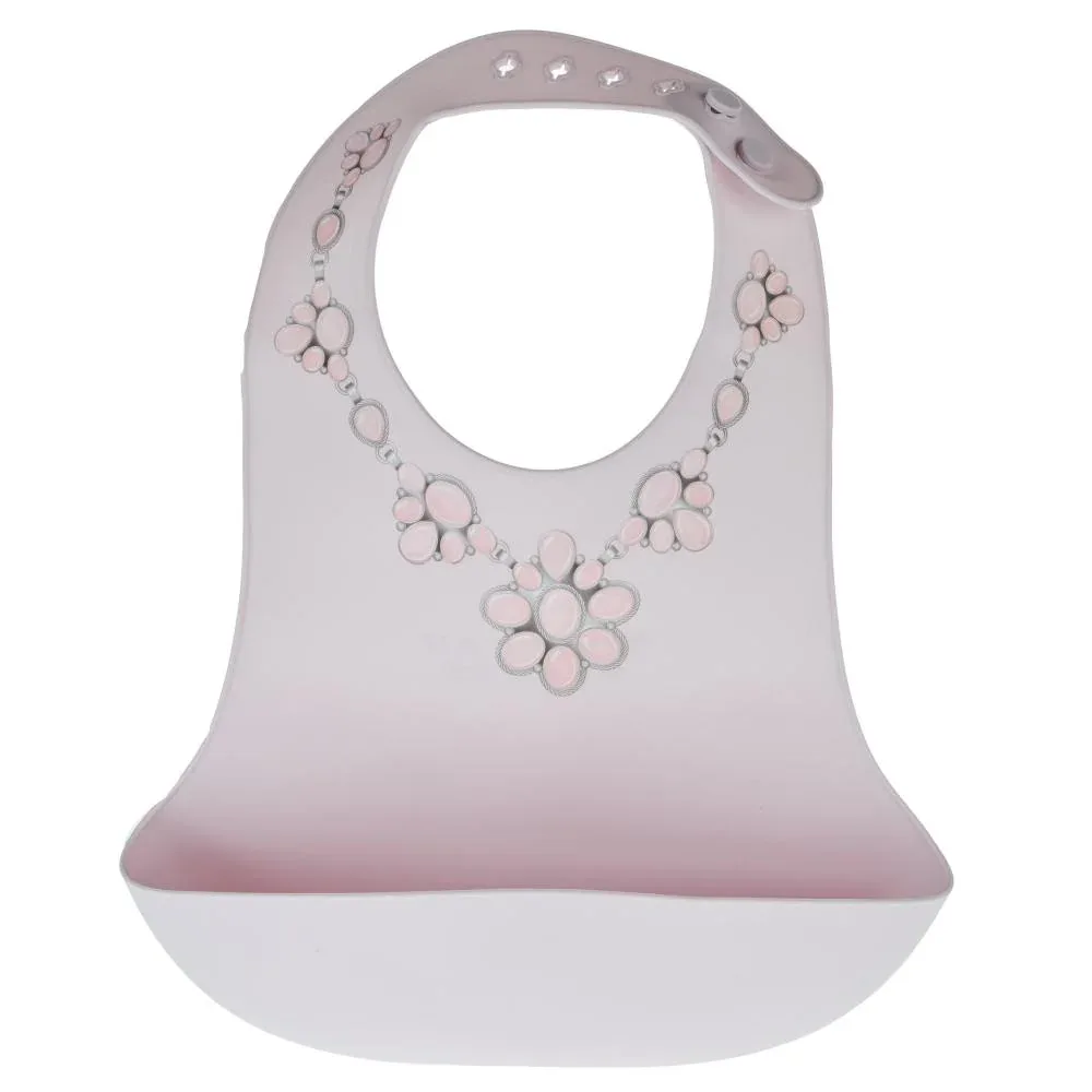 Western Grande Baby Purple Bib With Pink Cluster Necklace