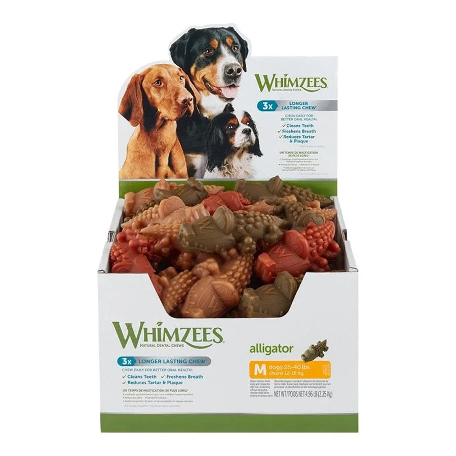 Whimzees Alligator Dental Dog Chews, Medium, 65-Count