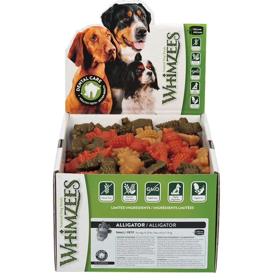 Whimzees Bulk Box Alligator Dental Dog Chews, Small, 150 Count