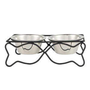Whisker City® Black Steel Fish Stand Double Diner