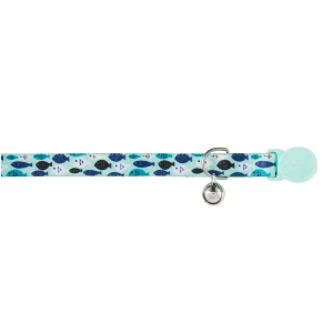 Whisker City® Blue Fish Cat Collar, Blue & Green Cat Collar, Break-Away Collar, Multiple Sizes