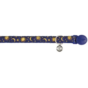 Whisker City® Breakaway Cat Collar, Breakaway Kitten Collar, Moons & Stars, Blue