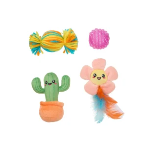 Whisker City® Cactus Flower Cat Toys 4-Pack