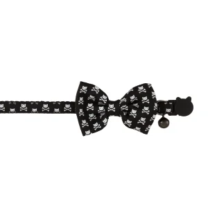 Whisker City® Crossbones Cat Collar, Easy Release Cat Collar, Breakaway Collar, Kitten, BowTie Black