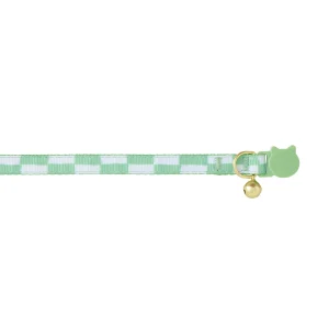 Whisker City® Green Checkered Cat Collar, Green & White Collar, Break-Away Collar, Multiple Sizes