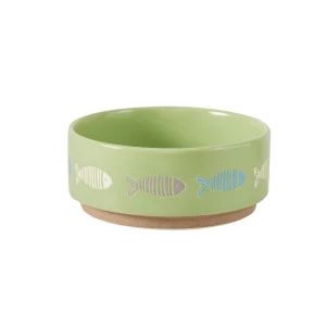 Whisker City® Green Fish Ceramic Cat Bowl