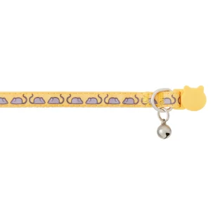 Whisker City® Mice Cat Collar, Yellow & Gray Cat Collar, Break-Away Collar, Multiple Sizes