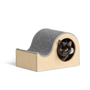 Whisker City® Modern Curvy Cat Scratcher with Toy, Gray, 16.1x11x10.6in