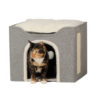 Whisker City® Multi-Play Cat Hut Bed, Gray, 16.5 IN X 16.5 IN