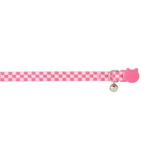 Whisker City® Pink Checkered Cat Collar, Pink Cat Collar, Break-Away Collar, Multiple Sizes