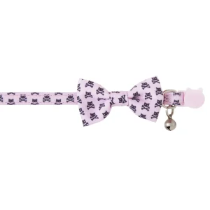 Whisker City® Pink Skull & Bones Cat Collar, Pink Cat Collar, Break-Away Collar, Bow, Multiple Sizes