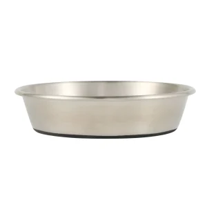 Whisker City® Stainless Steel Saucer Cat Bowl, Nonslip, Silver, Wet or Dry Food & Water, 6 OZ, 16 OZ