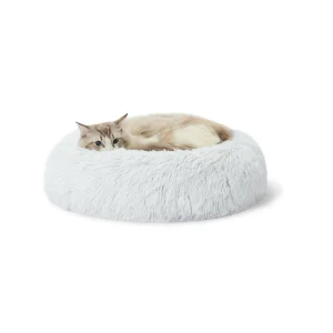 Whisker City® White Mohair Fur Donut Cat Bed 22Lx22W