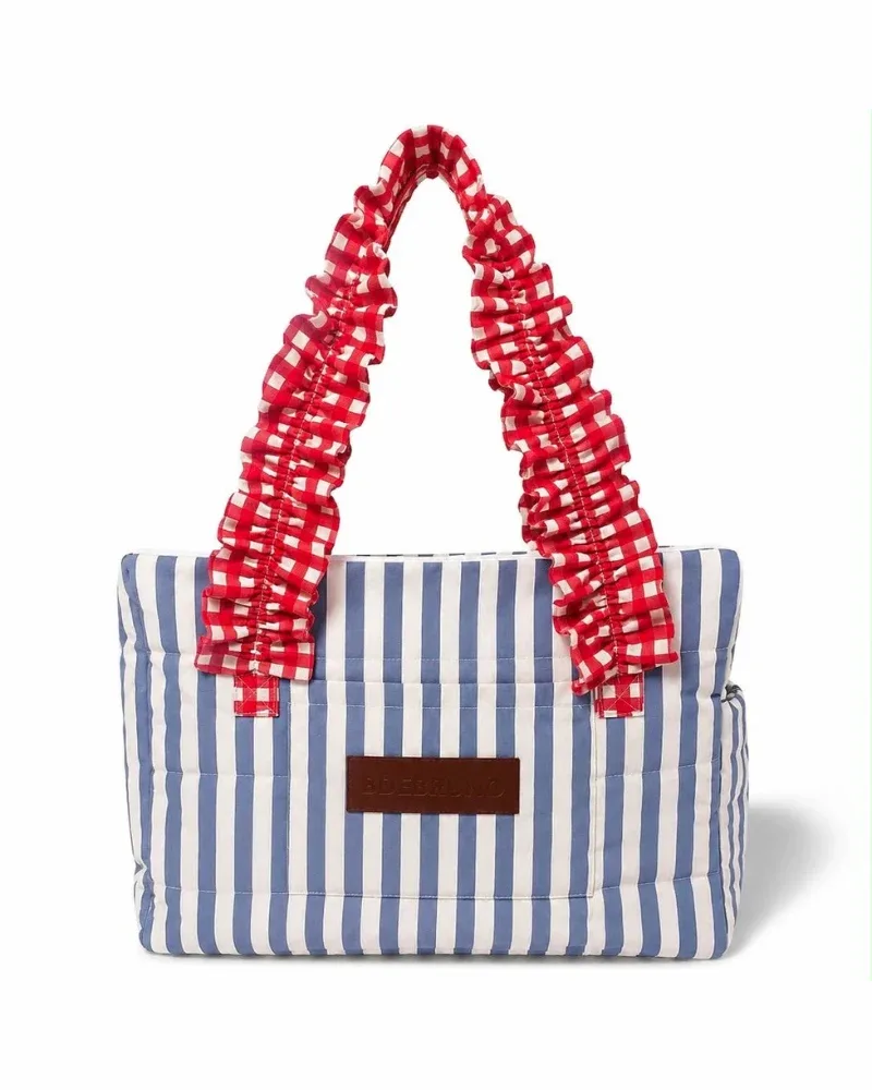 White & Blue Stripe Pet Carrier (Made in Spain) - Image 2