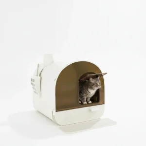 White Cat Litter Box With Lid With Scoop And Filter