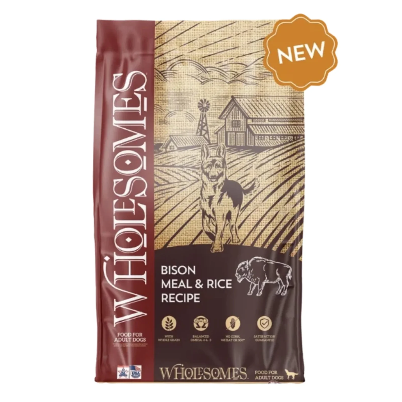 Wholesomes Dry Dog Food Bison Meal & Rice 35lb