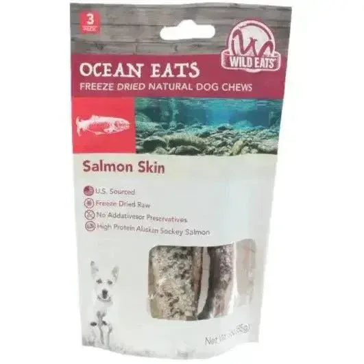 Wild Eats Alaskan Salmon Cigar Skin Half Dog Treat 6 in, 3 ct