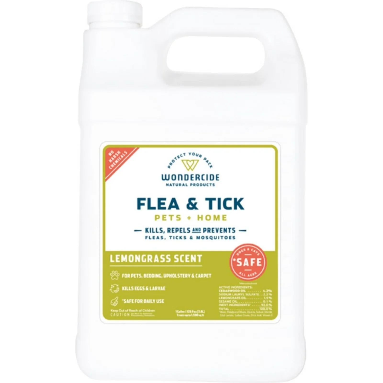 Wondercide Lemongrass Flea & Tick Spray for Dogs & Cats, Pets & Home, 128 oz